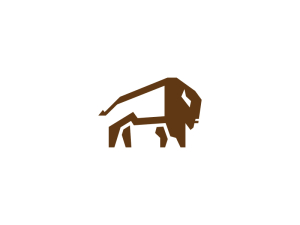 Logotipo de gran bisonte marrón
