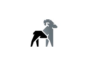Logotipo de cabra montés negro y plateado