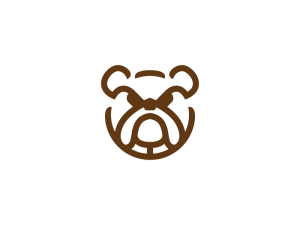 Braunes, auffälliges Bulldoggen-Logo