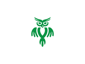 Logotipo De Búho Verde Fresco