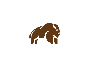 Logo de bison brun audacieux