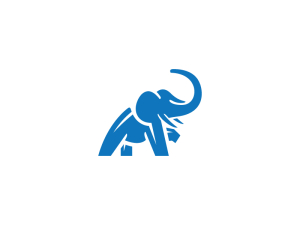 Logotipo de elefante azul enojado