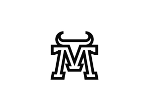 Logotipo de letra M de toro negro