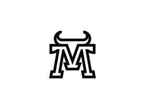 Schwarzes Bullen-M-Buchstabenlogo