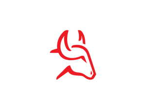 Logo de taureau à grosse tête rouge