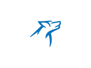 Cool Head Blue Wolf Logo