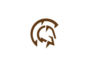 Logotipo espartano del casco marrón