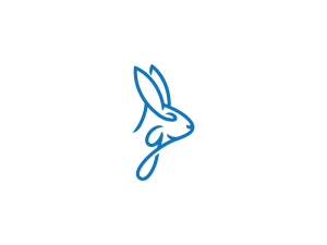 Stylish Blue Rabbit Logo