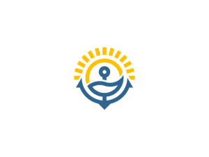 Logotipo De Ancla De Mar Sol