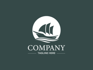Simple Ship In Ocean Logo