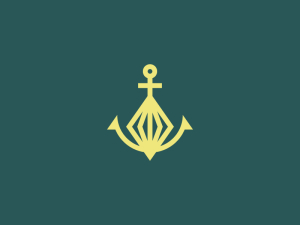 Logotipo de ancla de gema de lujo
