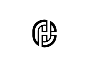 حرف Ch الأولي Hc الطباعة شعار الخط الأسود