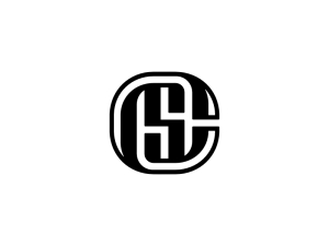 Inicial Cs Letra Sc Tipografía Monograma Línea Logo