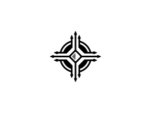 Letter O Trident Arrow Diamond Crystal Logo
