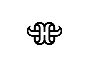 Letra H Cuerno Logotipo Icónico Vikingo