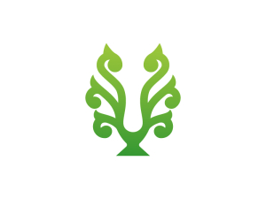 Logotipo De Adorno De Planta De León