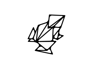 Frosch-Origami-Strichzeichnungslogo