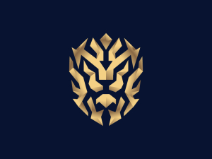 Goldenes geometrisches Löwenlogo