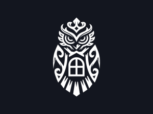 Logo d'ornement de maison de hibou