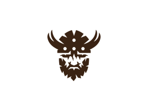 Logotipo vikingo de cabeza marrón audaz