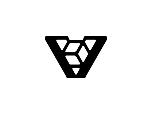 شعار حرف V مكعب