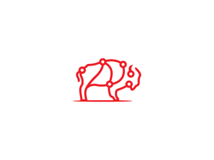 Logotipo de bisonte rojo fresco