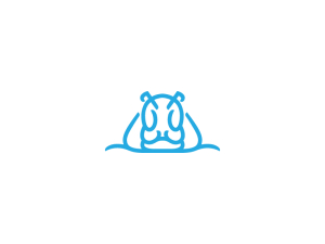 Logo hippopotame bleu simple