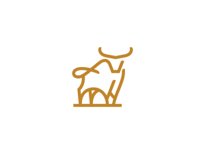 Logo de taureau courageux doré