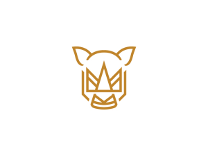 Logotipo De Rinoceronte Dorado De Lujo Real