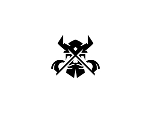 Cabeza negra del logotipo vikingo audaz