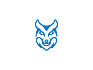 Logotipo de lobo azul audaz