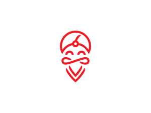 Logotipo fresco del gurú rojo