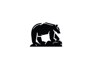 Logo Poisson Et Gros Ours Noir