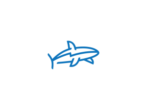 Logo du requin bleu nageant