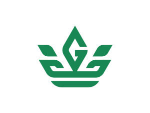 Lettre G Couronne Feuille Logo