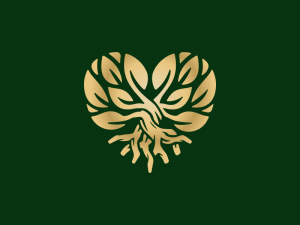 Logo d'arbre de racine de coeur