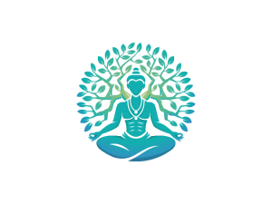 Logotipo del círculo del árbol de yoga