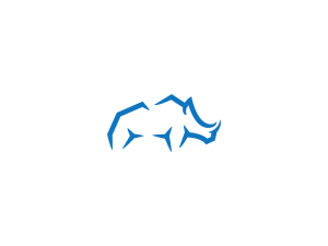 Logotipo único del rinoceronte azul rugoso