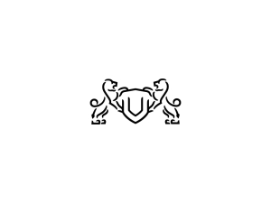 Logo Lion Bouclier Noir