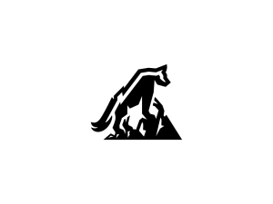 Logotipo De Lobo Negro De Roca