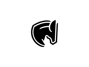 Cool Head Of Black Horse Logo