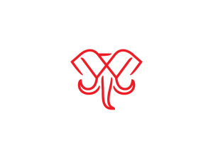 Logotipo De Elefante Rojo Genial