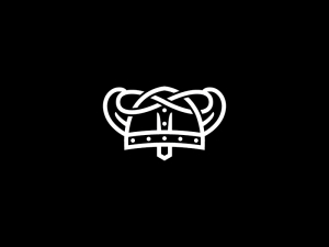 Logotipo del casco vikingo blanco nórdico
