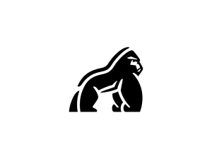 Logotipo del valiente gorila de espalda plateada