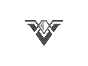 Letra V Diamante Logotipo Plata