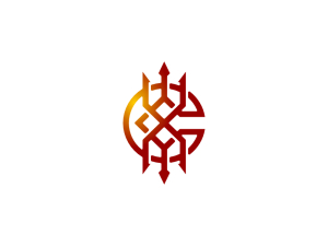 Letra C Tridente Identidad Logotipo Icónico