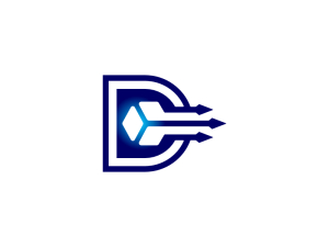 Letter D Cube Trident Logo