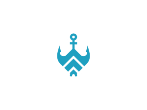 Modern Manta Ray Anchor Logo