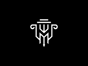 Buchstabe M Säulen-dreizack-logo