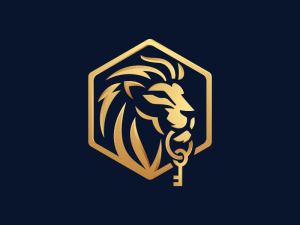 Lion Key Hexagon Logo